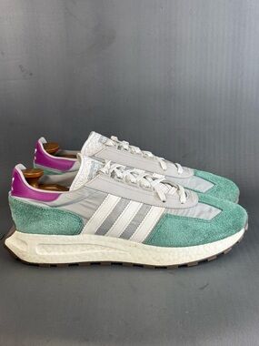 adidas Retropy E5 Grey Collegiate Green Purple athletic sneaker shoes men’s 13